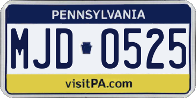 PA license plate MJD0525