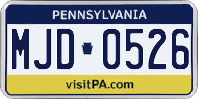 PA license plate MJD0526