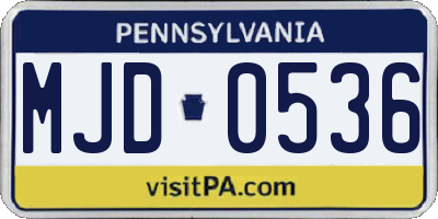 PA license plate MJD0536