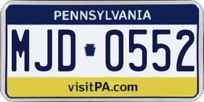 PA license plate MJD0552