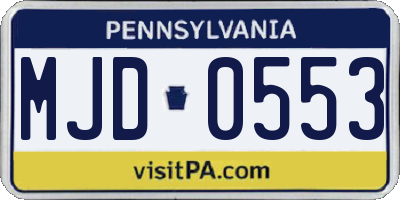 PA license plate MJD0553