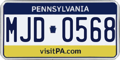 PA license plate MJD0568