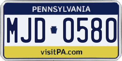 PA license plate MJD0580