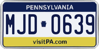 PA license plate MJD0639