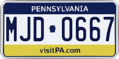 PA license plate MJD0667