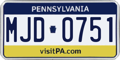 PA license plate MJD0751
