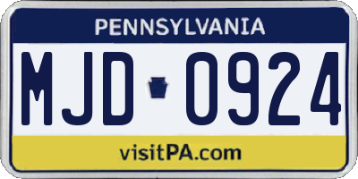 PA license plate MJD0924