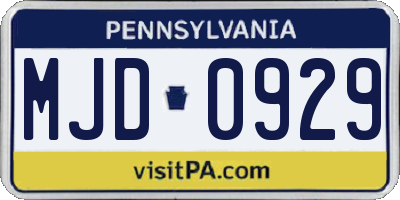 PA license plate MJD0929