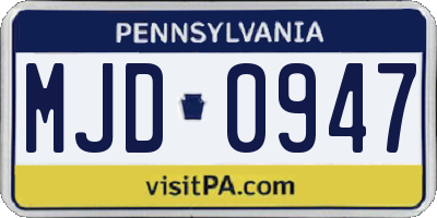 PA license plate MJD0947