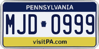 PA license plate MJD0999