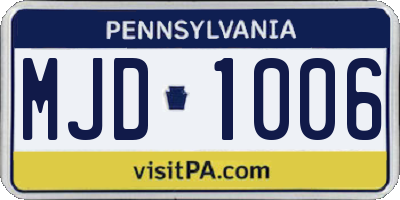 PA license plate MJD1006