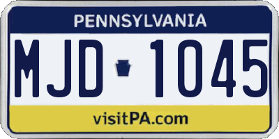 PA license plate MJD1045