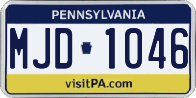 PA license plate MJD1046