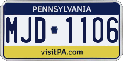 PA license plate MJD1106