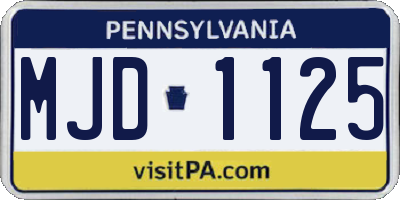 PA license plate MJD1125