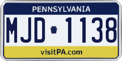 PA license plate MJD1138