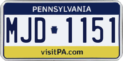 PA license plate MJD1151