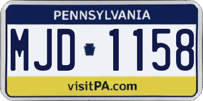 PA license plate MJD1158
