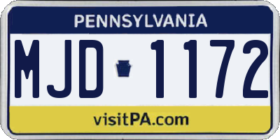 PA license plate MJD1172