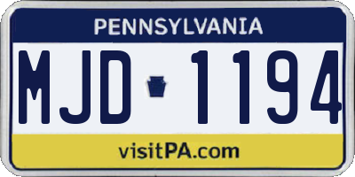 PA license plate MJD1194