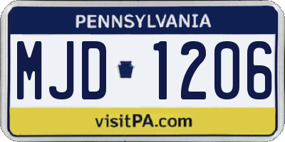 PA license plate MJD1206