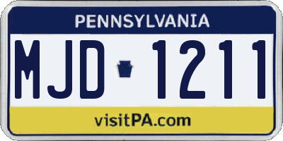 PA license plate MJD1211