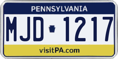 PA license plate MJD1217