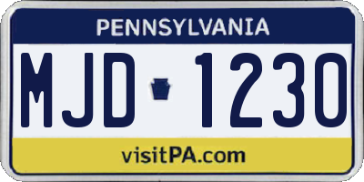 PA license plate MJD1230
