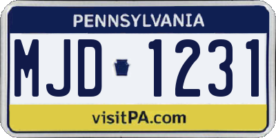 PA license plate MJD1231