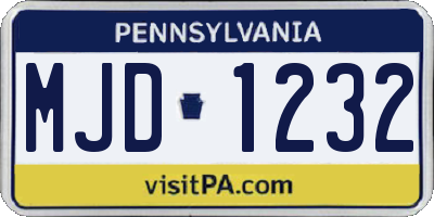 PA license plate MJD1232