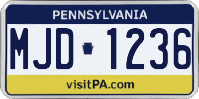 PA license plate MJD1236