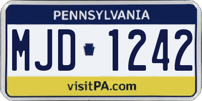PA license plate MJD1242