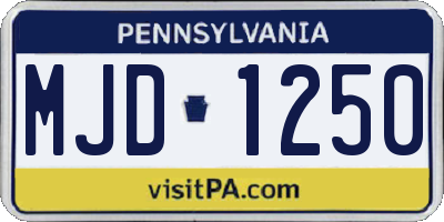 PA license plate MJD1250