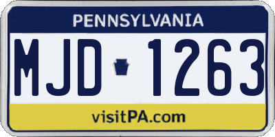 PA license plate MJD1263