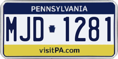 PA license plate MJD1281