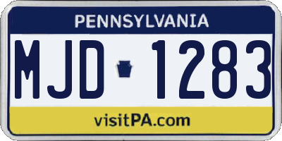 PA license plate MJD1283