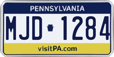 PA license plate MJD1284