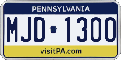 PA license plate MJD1300