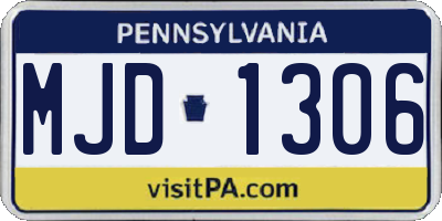 PA license plate MJD1306