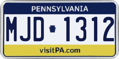 PA license plate MJD1312
