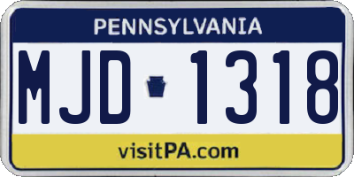PA license plate MJD1318