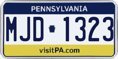PA license plate MJD1323