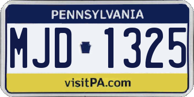 PA license plate MJD1325