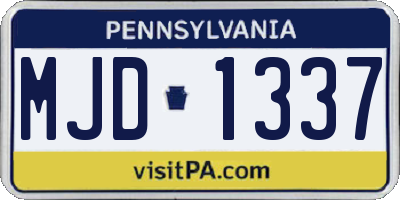 PA license plate MJD1337