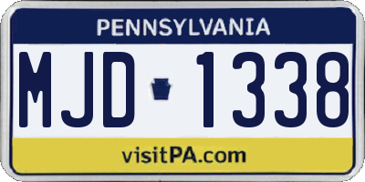 PA license plate MJD1338