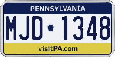 PA license plate MJD1348
