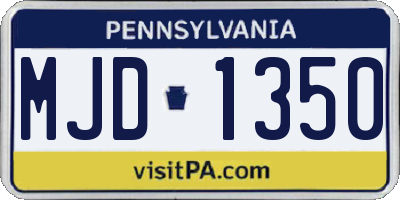 PA license plate MJD1350