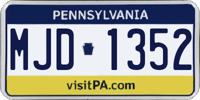 PA license plate MJD1352