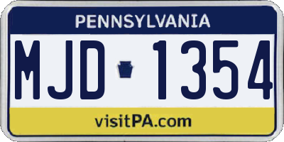 PA license plate MJD1354