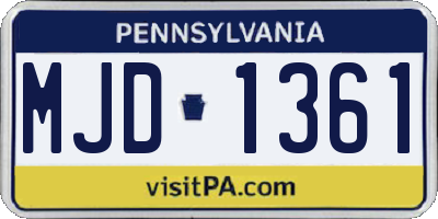 PA license plate MJD1361
